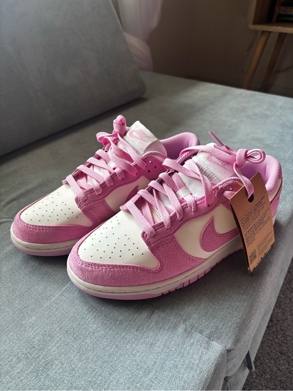 Nike Dunks Jordan 1s Women’s Pink & White Low-Top Sneakers — Suede Accent